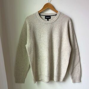 Bonobos Mens Extrafine Merino Wool Fleck Crewneck Sweater in Cream Soft Size L